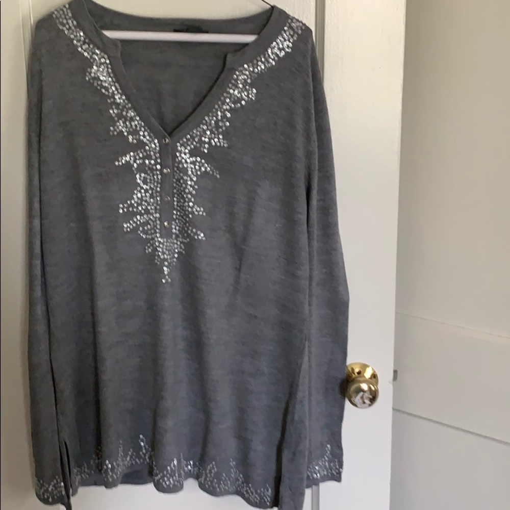 Dress Barn silver sequined gray sweater dress